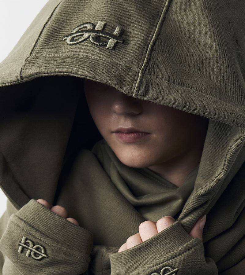capuche vert kaki