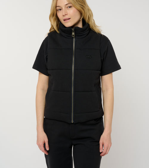 La Cozy bleu nuit, doudoune sans manches unisexe en coton biologique – vue 1