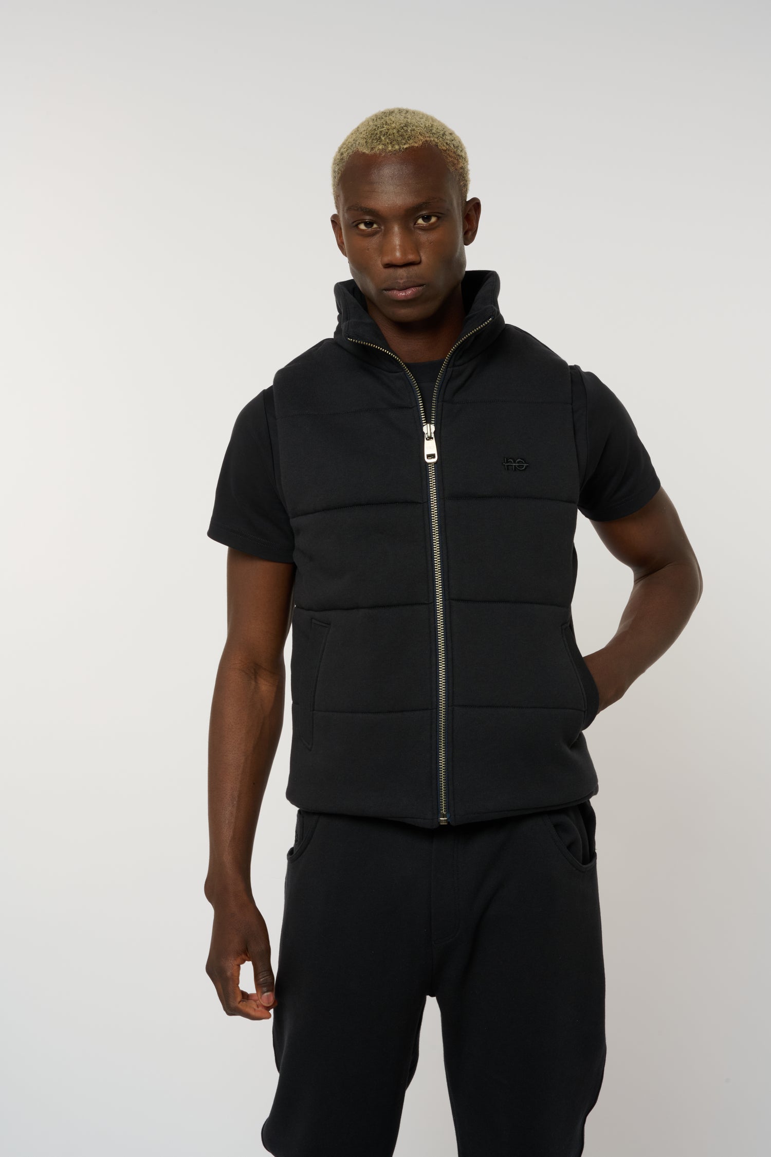 La Cozy bleu nuit, doudoune sans manches unisexe en coton biologique – vue 2