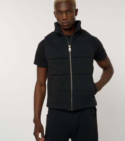 La Cozy bleu nuit, doudoune sans manches unisexe en coton biologique – vue 2