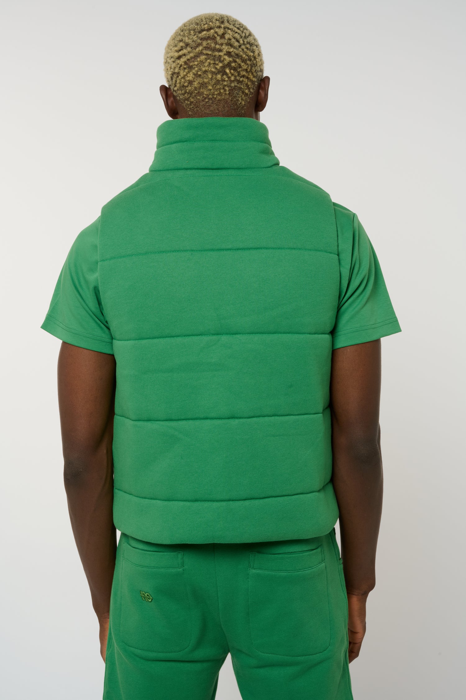 La Cozy vert émeraude, doudoune sans manches unisexe en coton biologique – vue 3