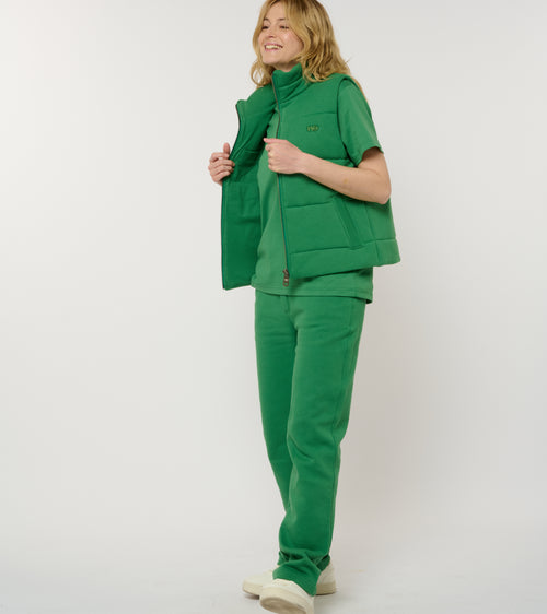 La Cozy vert émeraude, doudoune sans manches unisexe en coton biologique – vue 8