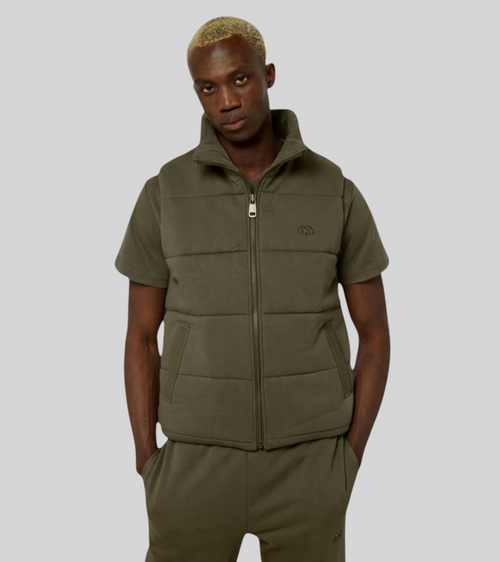 La Cozy vert kaki, doudoune sans manches unisexe en coton biologique – vue 11