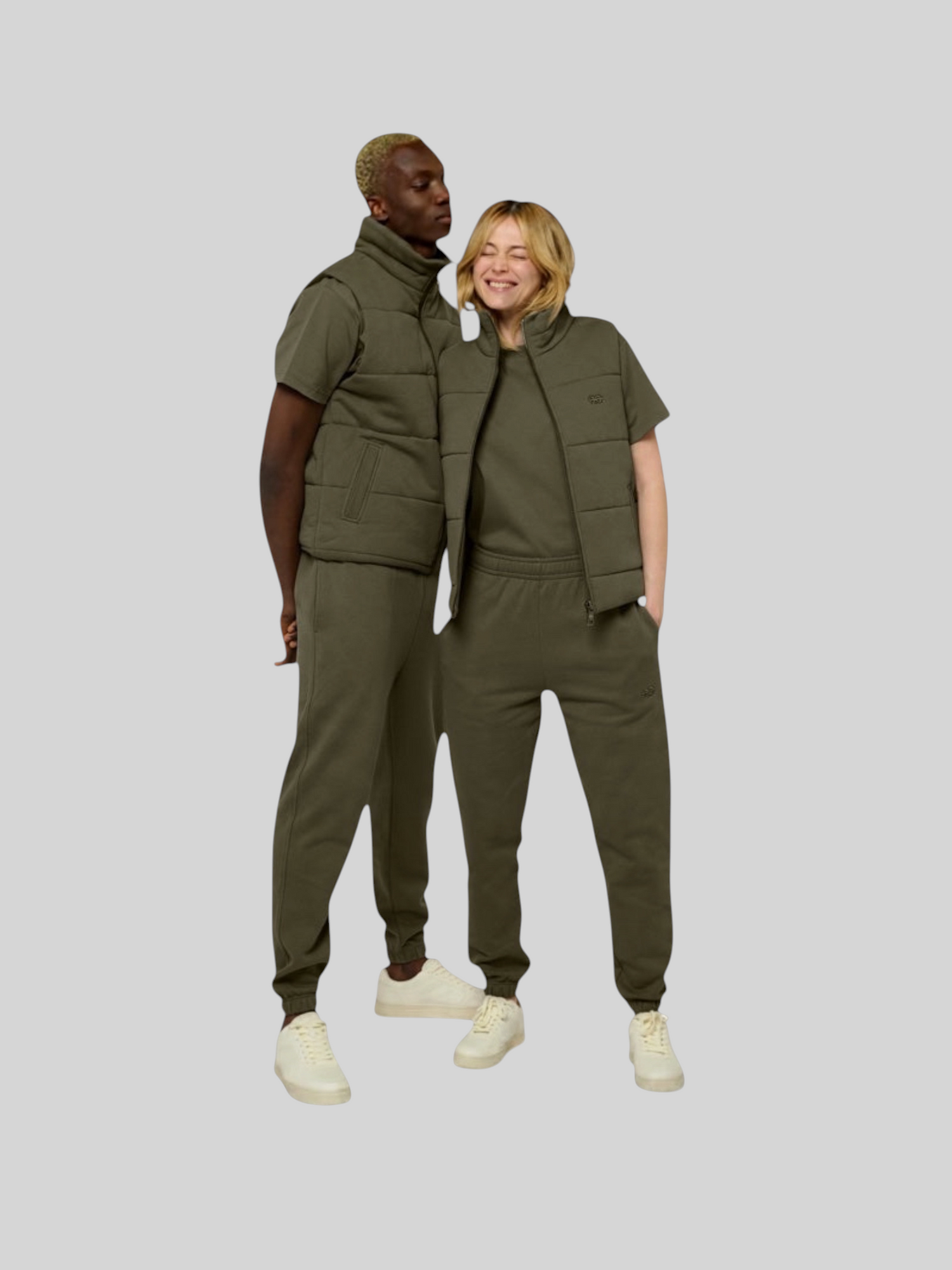 La Cozy vert kaki, doudoune sans manches unisexe en coton biologique – vue 12