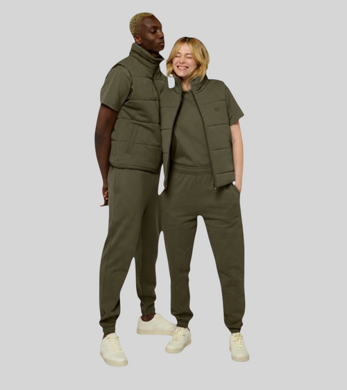La Cozy vert kaki, doudoune sans manches unisexe en coton biologique – vue 12