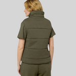 La Cozy vert kaki, doudoune sans manches unisexe en coton biologique – vue 4