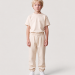 Le Flowy enfant beige coton, pantalon jogging enfant en coton biologique – vue 2