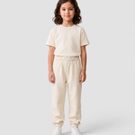 Le Flowy enfant beige coton, pantalon jogging enfant en coton biologique – vue 3