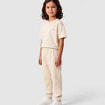 Le Flowy enfant beige coton, pantalon jogging enfant en coton biologique – vue 5
