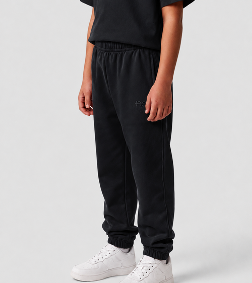 Le Flowy enfant bleu nuit, pantalon jogging enfant en coton biologique – vue 3