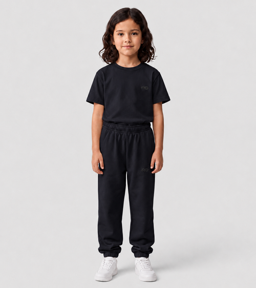 Le Flowy enfant bleu nuit, pantalon jogging enfant en coton biologique – vue 5