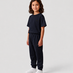 Le Flowy enfant bleu nuit, pantalon jogging enfant en coton biologique – vue 7