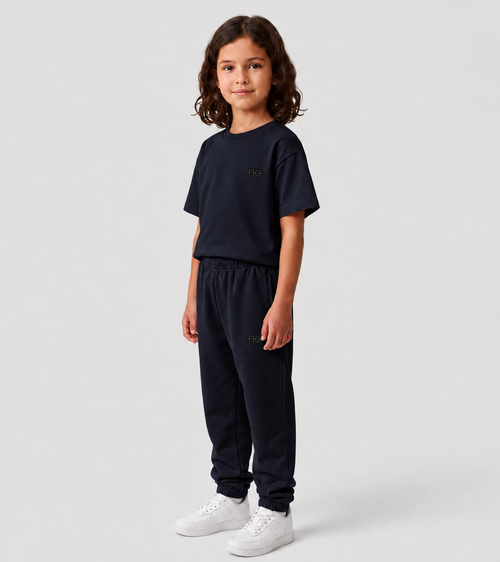 Le Flowy enfant bleu nuit, pantalon jogging enfant en coton biologique – vue 7