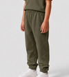 Le Flowy enfant vert kaki, pantalon jogging enfant en coton biologique – vue 1