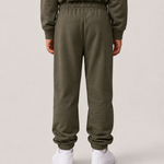 Le Flowy enfant vert kaki, pantalon jogging enfant en coton biologique – vue 2