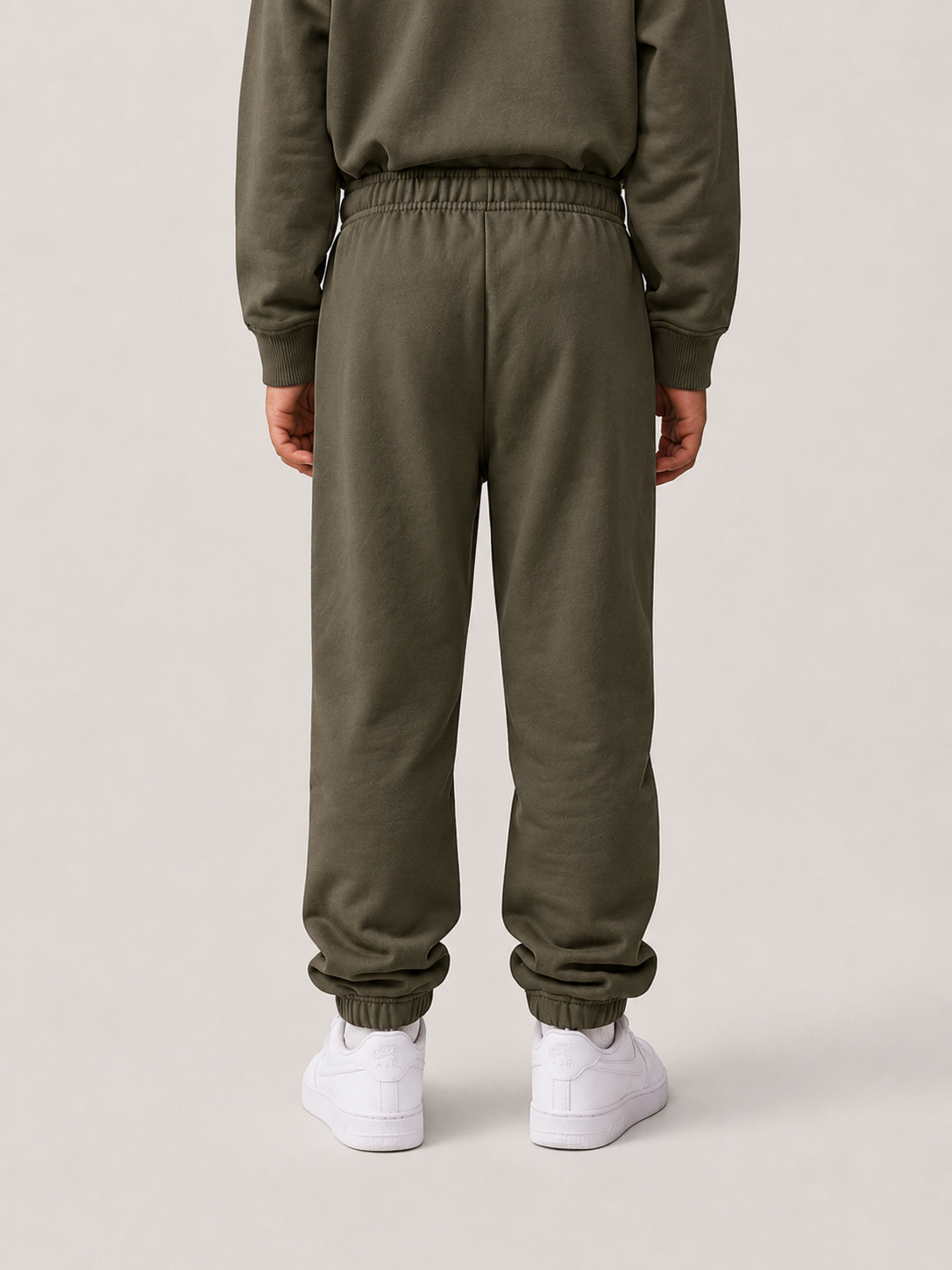 Le Flowy enfant vert kaki, pantalon jogging enfant en coton biologique – vue 2