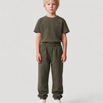 Le Flowy enfant vert kaki, pantalon jogging enfant en coton biologique – vue 3