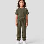 Le Flowy enfant vert kaki, pantalon jogging enfant en coton biologique – vue 4