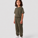 Le Flowy enfant vert kaki, pantalon jogging enfant en coton biologique – vue 5