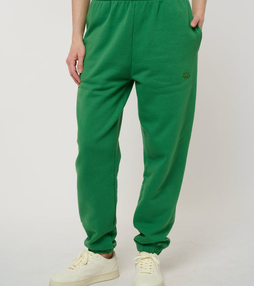 Le Flowy vert émeraude, pantalon jogging unisexe coupe large en coton biologique – vue 2