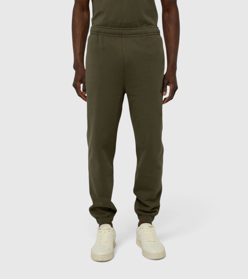 Le Flowy vert kaki, pantalon jogging unisexe coupe large en coton biologique – vue 1
