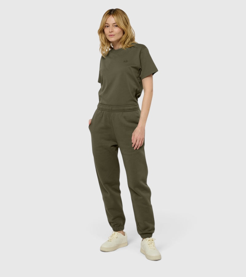 Le Flowy vert kaki, pantalon jogging unisexe coupe large en coton biologique – vue 8