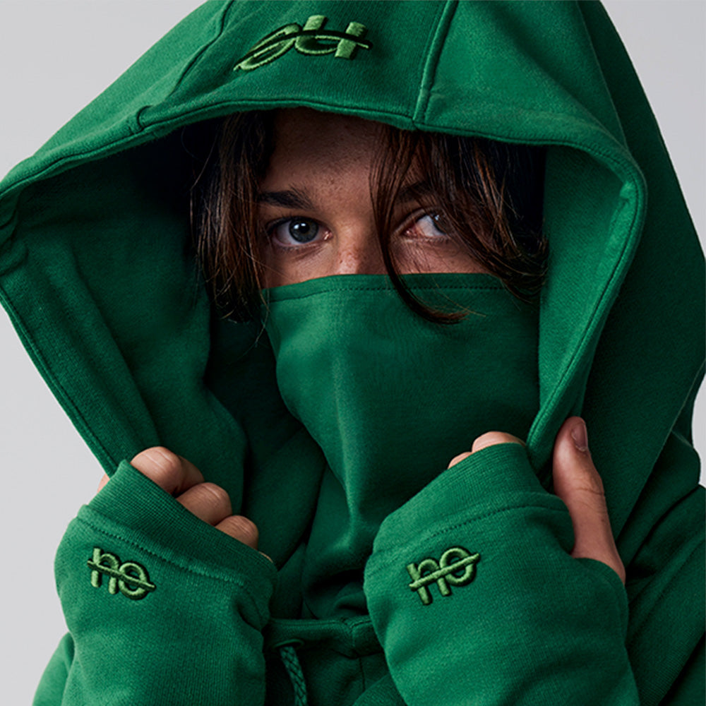 La Heady vert émeraude, capuche amovible unisexe en coton biologique – vue 3