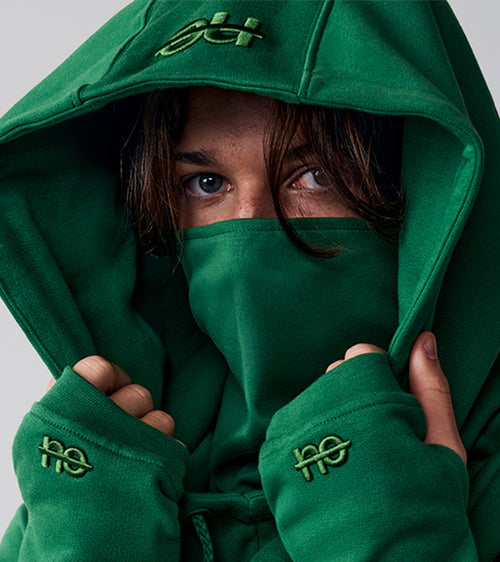 La Heady vert émeraude, capuche amovible unisexe en coton biologique – vue 3