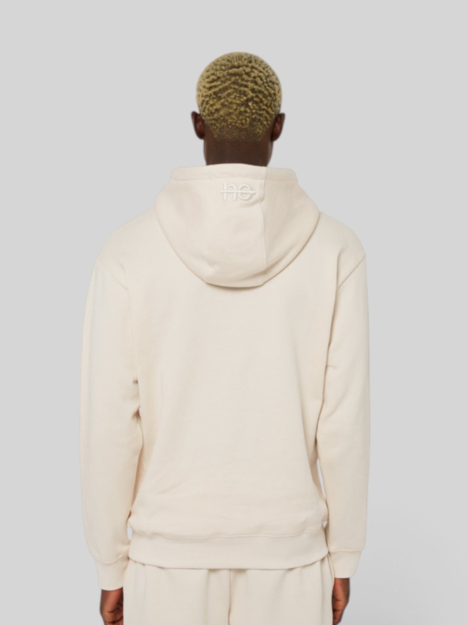 Le Hoody beige coton, sweat à capuche unisexe en coton biologique – vue 4