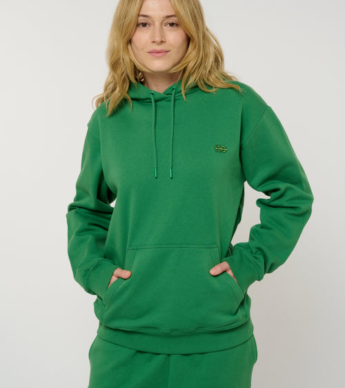 Le Hoody vert émeraude, sweat à capuche unisexe en coton biologique – vue 2