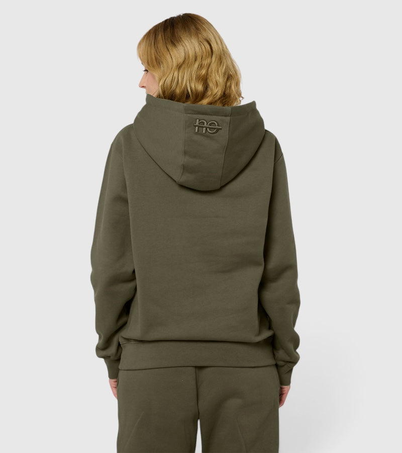 Le Hoody vert kaki, sweat à capuche unisexe en coton biologique – vue 4