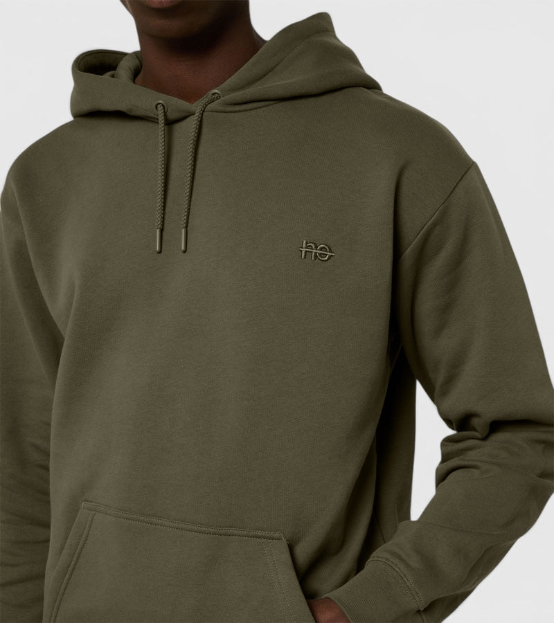 Le Hoody vert kaki, sweat à capuche unisexe en coton biologique – vue 6