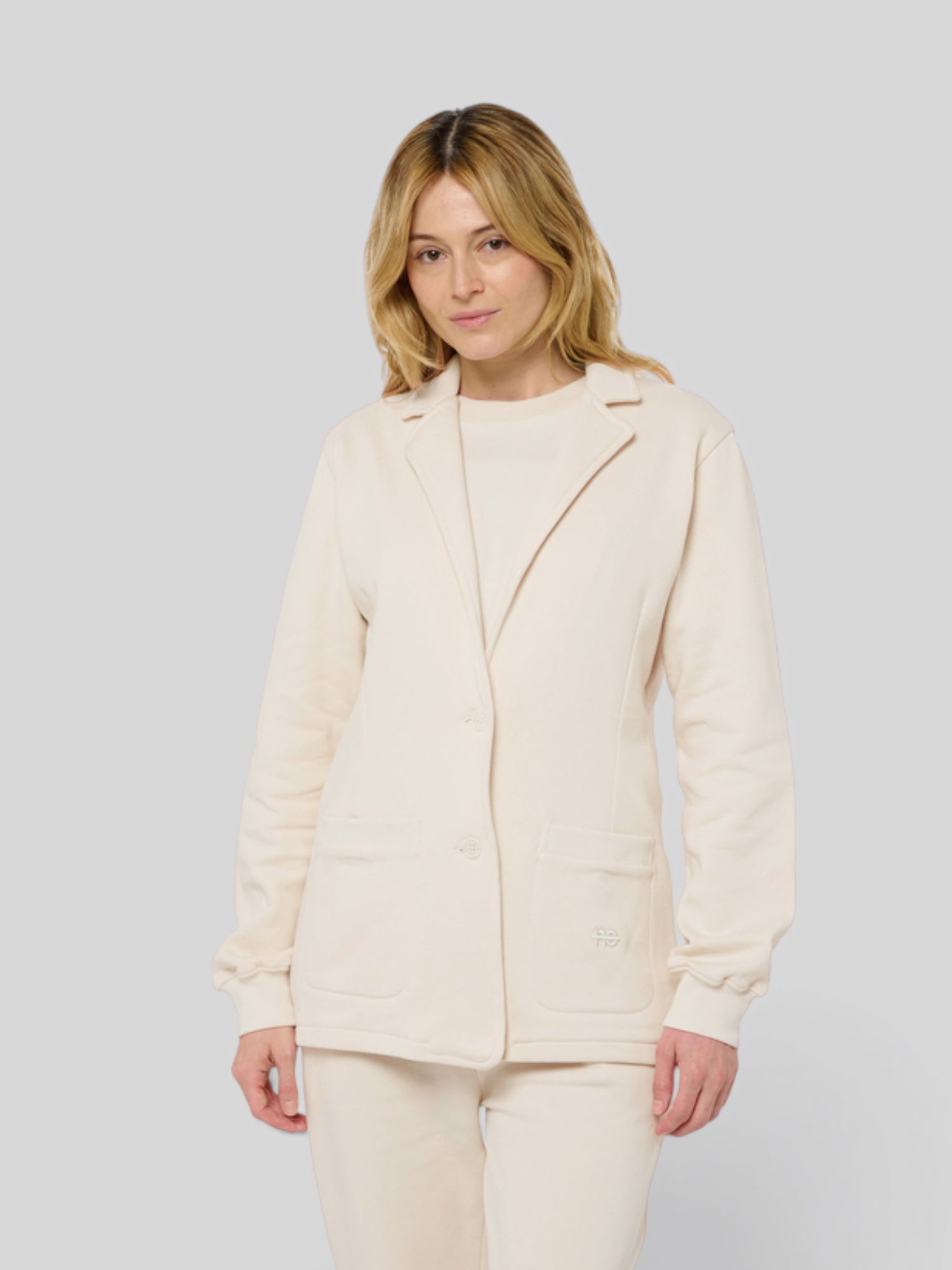 La Jacky beige coton, blazer unisexe en coton biologique – vue 7