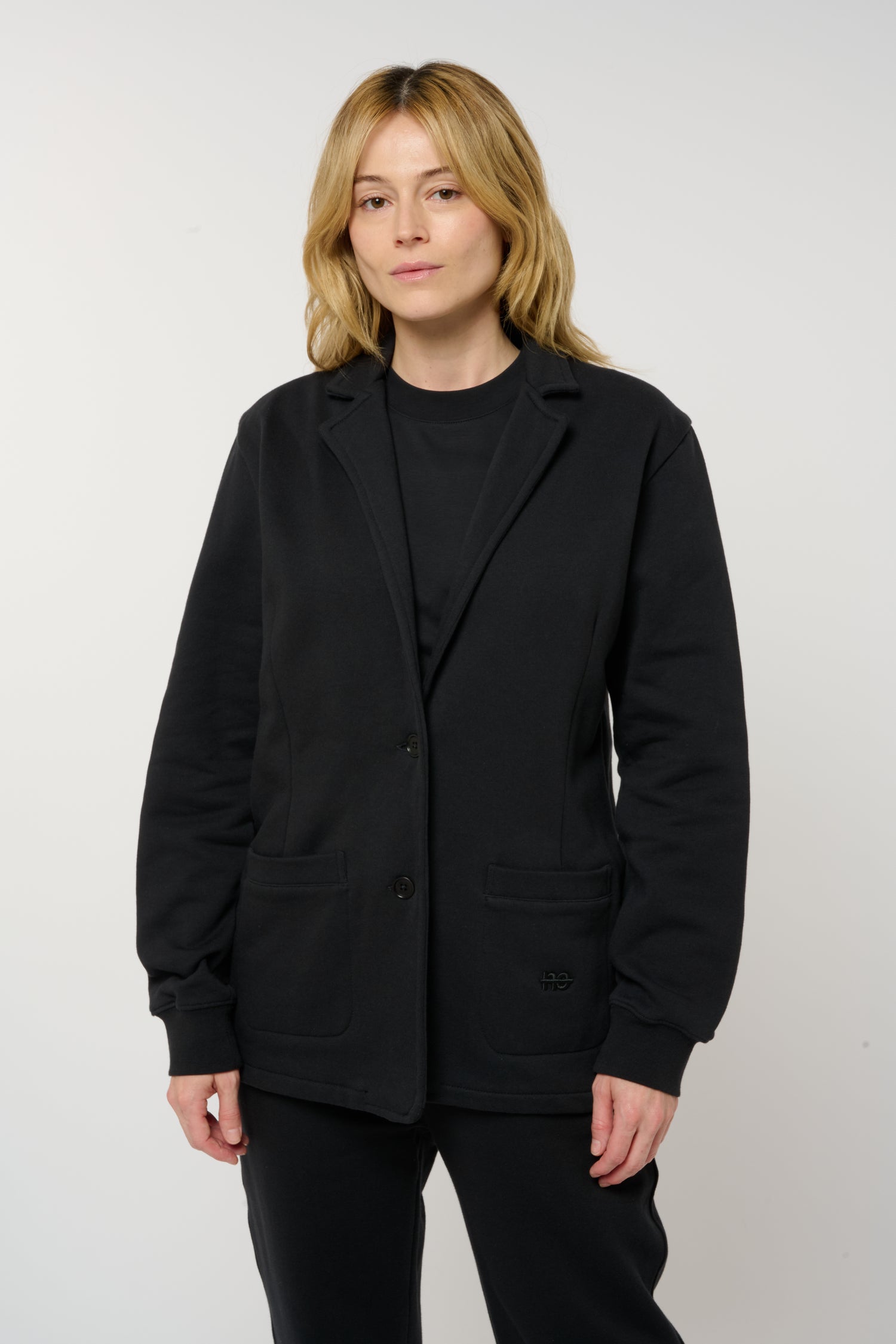La Jacky bleu nuit, blazer unisexe en coton biologique – vue 2