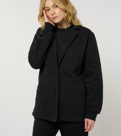 La Jacky bleu nuit, blazer unisexe en coton biologique – vue 4