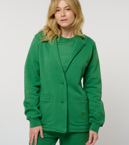 La Jacky vert émeraude, blazer unisexe en coton biologique – vue 2