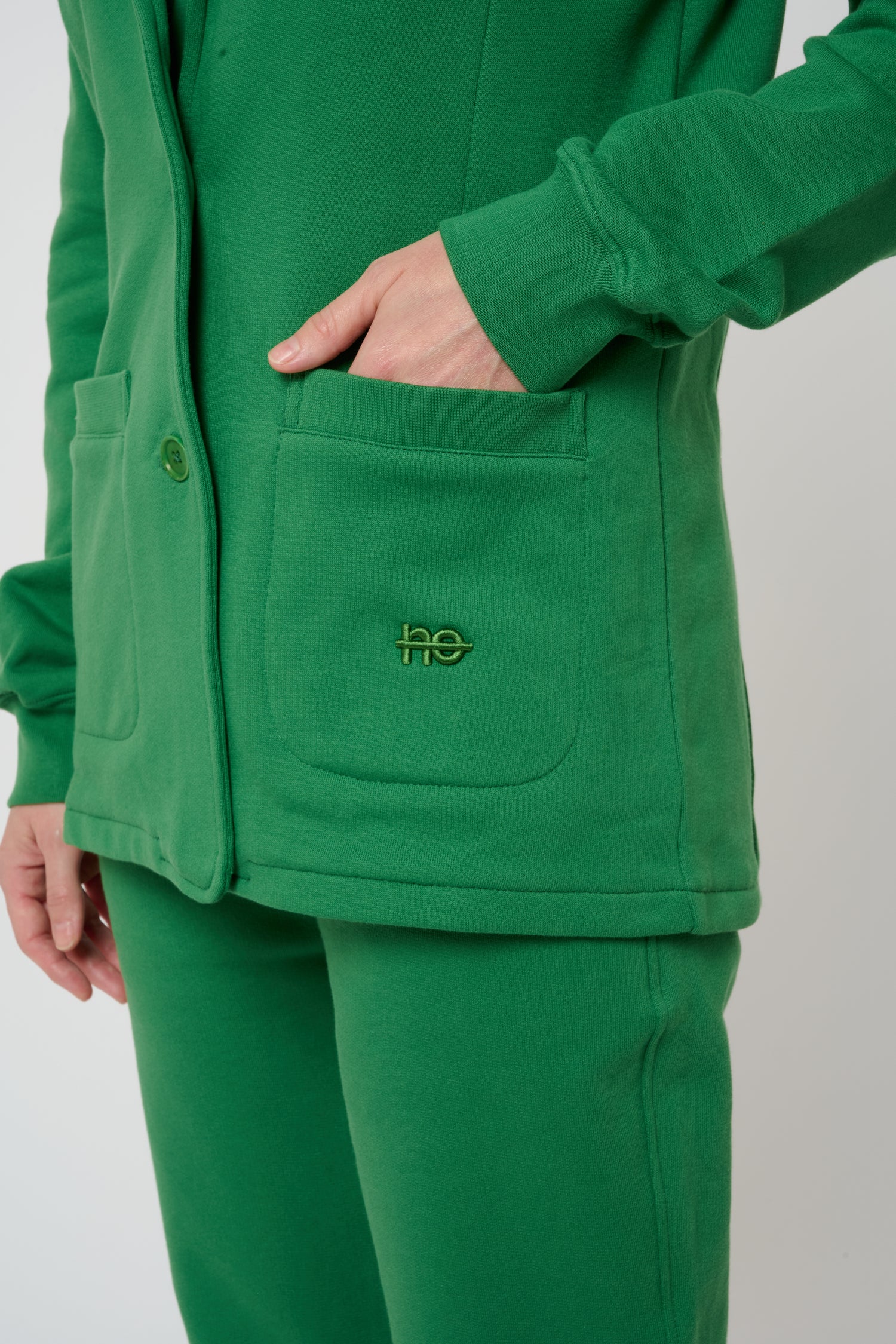 La Jacky vert émeraude, blazer unisexe en coton biologique – vue 5