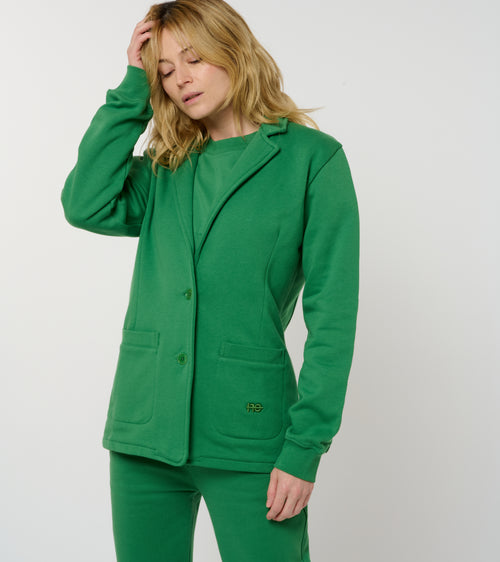 La Jacky vert émeraude, blazer unisexe en coton biologique – vue 8