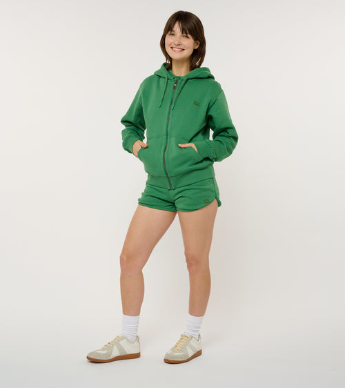La Jersy vert émeraude, veste-sweat zippée unisexe en coton biologique – vue 13