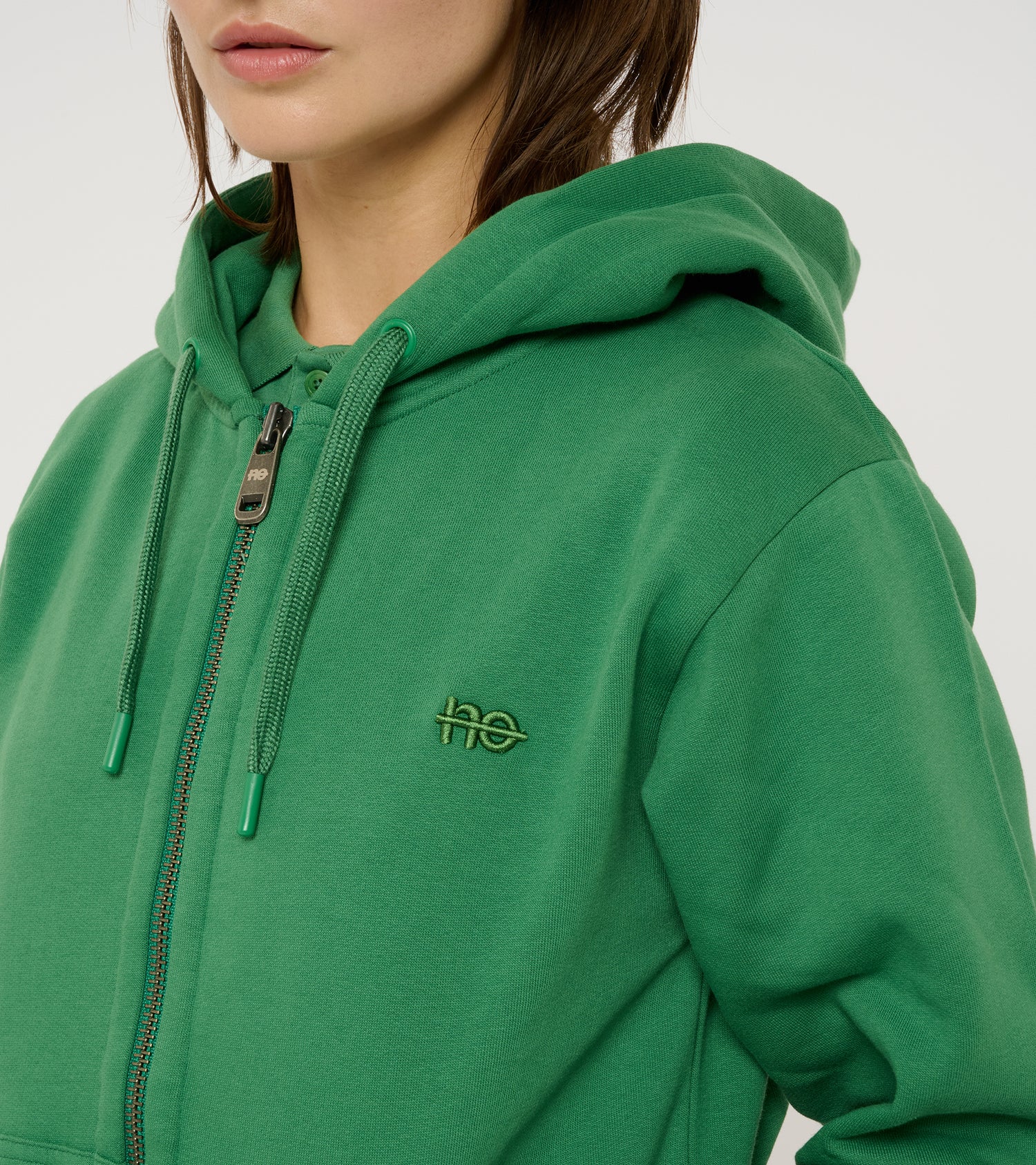 La Jersy vert émeraude, veste-sweat zippée unisexe en coton biologique – vue 4