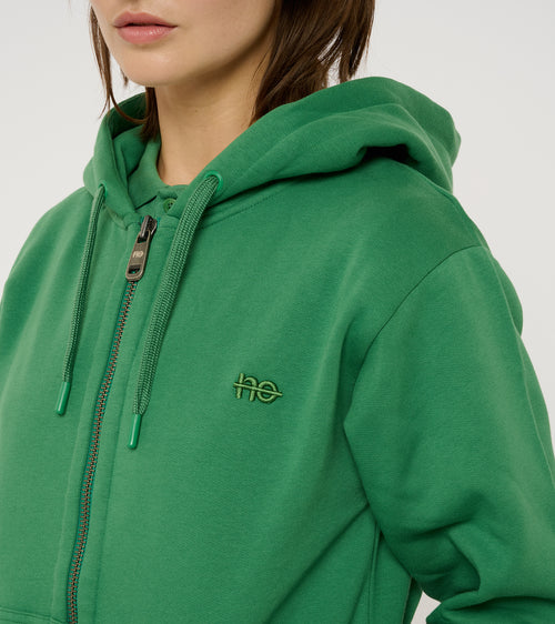 La Jersy vert émeraude, veste-sweat zippée unisexe en coton biologique – vue 4
