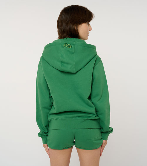 La Jersy vert émeraude, veste-sweat zippée unisexe en coton biologique – vue 6