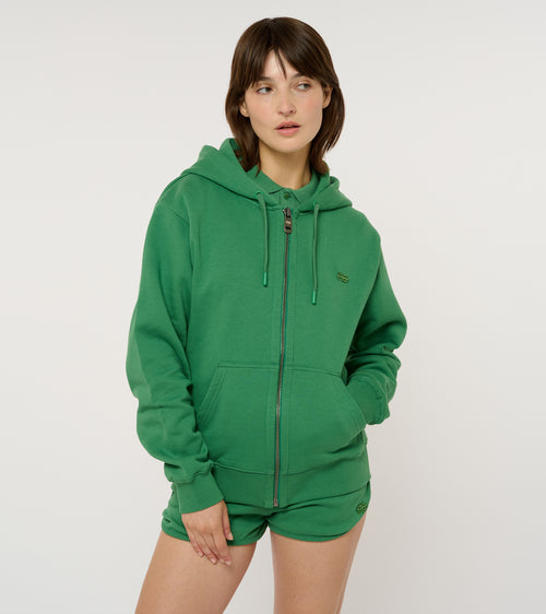 La Jersy vert émeraude, veste-sweat zippée unisexe en coton biologique – vue 9