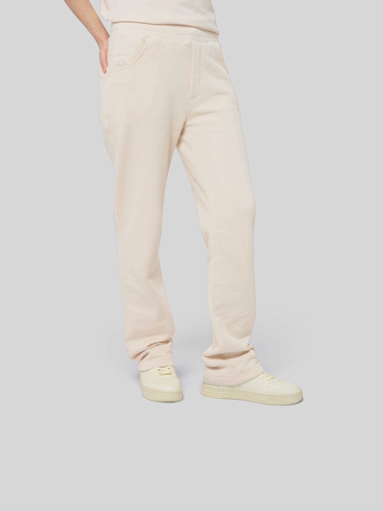 Le Jyns beige coton, pantalon unisexe coupe droite en coton biologique – vue 1