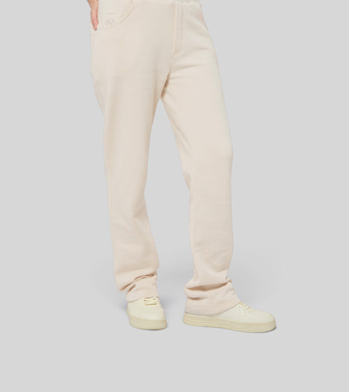Le Jyns beige coton, pantalon unisexe coupe droite en coton biologique – vue 1