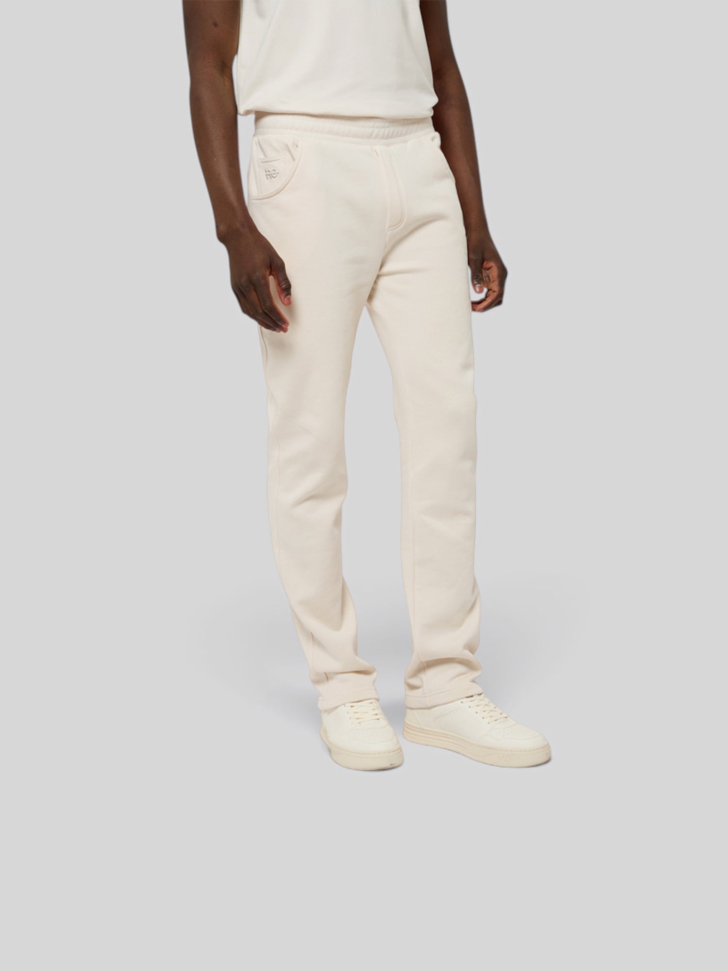 Le Jyns beige coton, pantalon unisexe coupe droite en coton biologique – vue 2