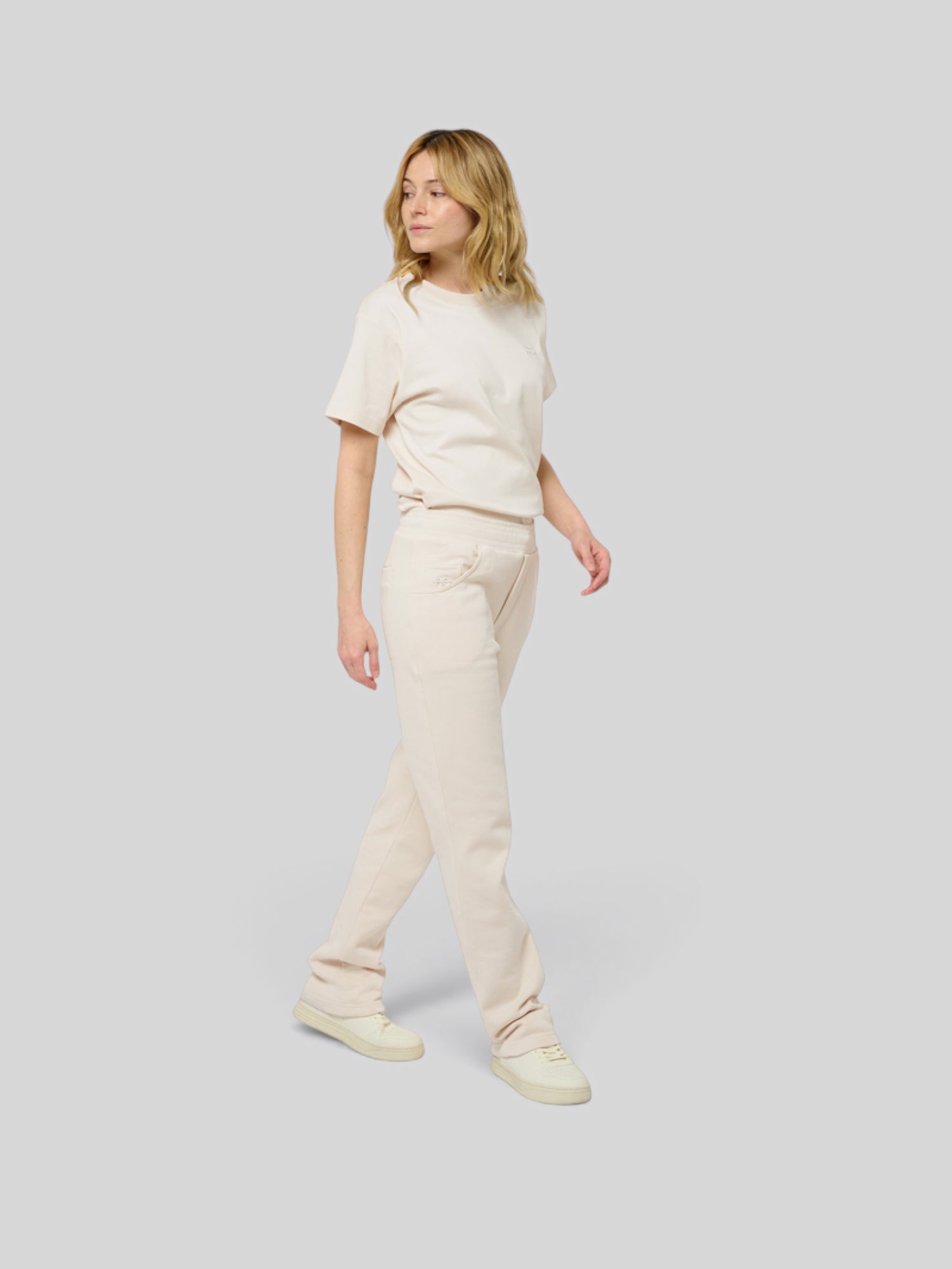 Le Jyns beige coton, pantalon unisexe coupe droite en coton biologique – vue 8