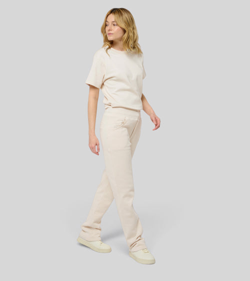 Le Jyns beige coton, pantalon unisexe coupe droite en coton biologique – vue 8