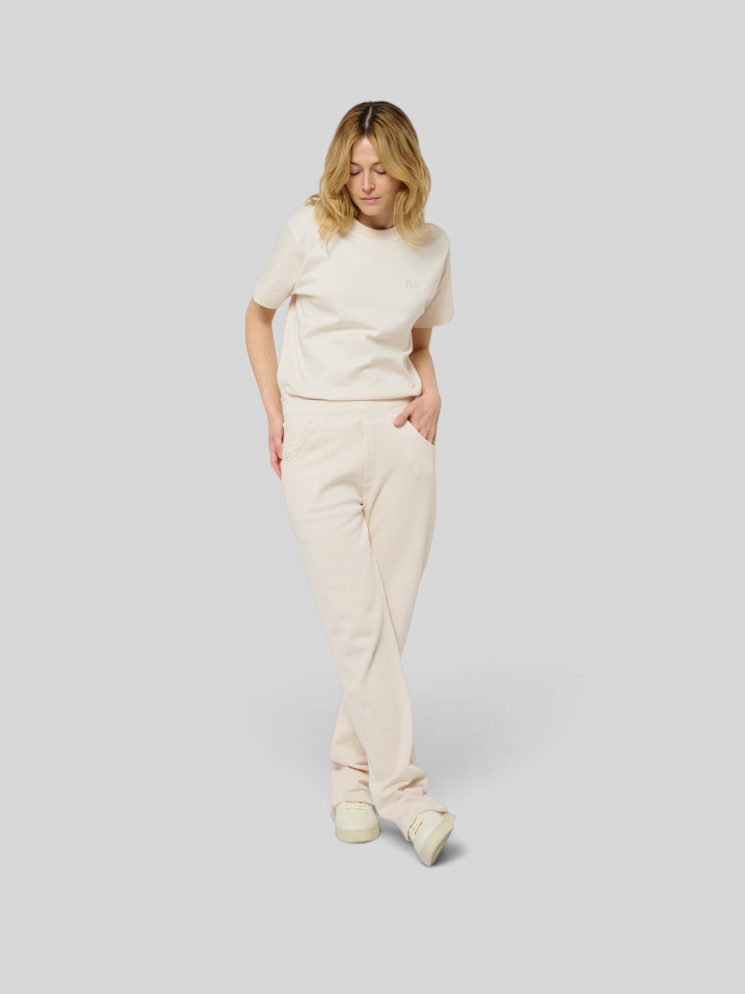 Le Jyns beige coton, pantalon unisexe coupe droite en coton biologique – vue 9