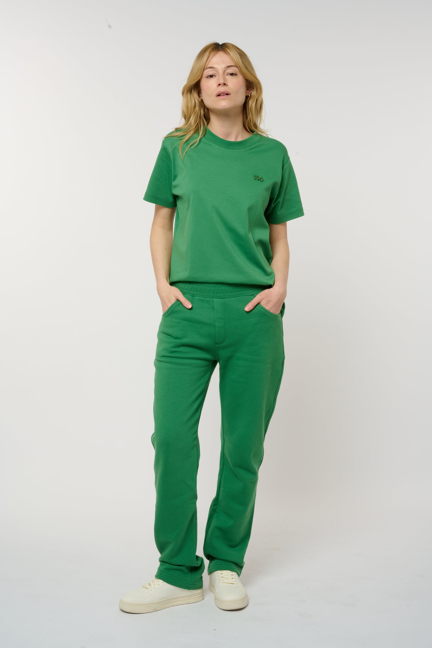 Le Jyns vert émeraude, pantalon unisexe coupe droite en coton biologique – vue 10